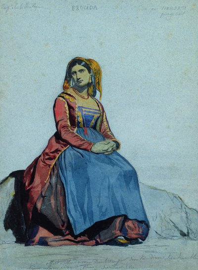Mujer de Procida, sentada de Antoine Auguste Ernest Herbert or Hebert
