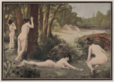 Juegos en el campo (litografía en color) de Antoine Auguste Thivet