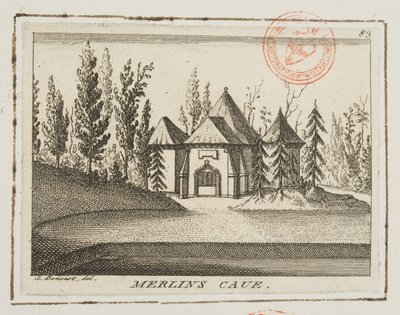 Vista de la Cueva de Merlín, Jardines de Kew, ilustración de 