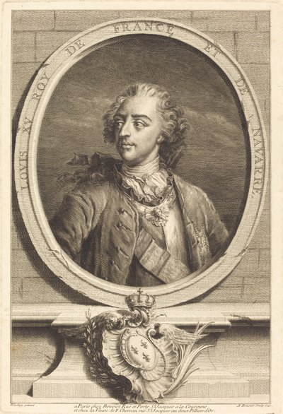 Luis XV, Rey de Francia de Antoine Benoist after Jakob Christoffel Le Blon after Nicholas Blakey