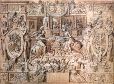 Torneo con Motivo del Matrimonio de Catalina de Medici (1519-89) y Enrique II (1519-59) en 1533 de Antoine Caron