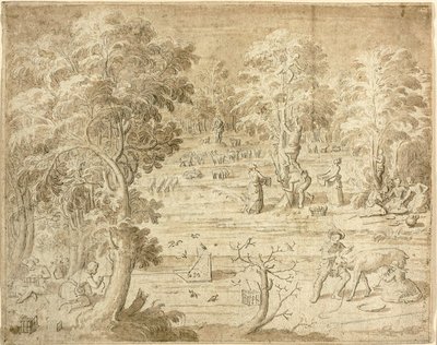 Jóvenes y doncellas dedicados a actividades campestres de Antoine Caron