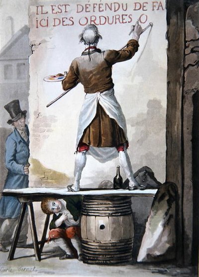 Un rotulista y su asistente de Antoine Charles Horace Vernet
