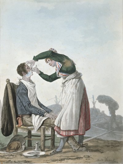 Un minero afeitándose de Antoine Charles Horace Vernet