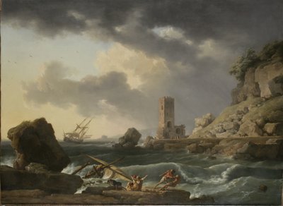 Paisaje costero rocoso con naufragio, 1746 de Antoine Charles Horace Vernet