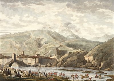 La Batalla de Millesimo, 25 Germinal, Año 4 (abril 1796) grabado por Jean Duplessi-Bertaux (1747-1819) de Antoine Charles Horace Vernet