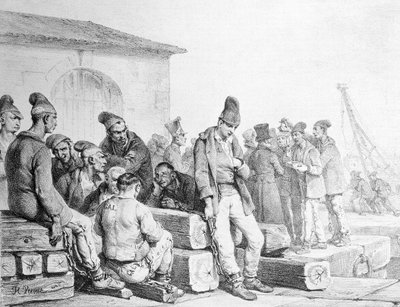 Los convictos, grabado por François Seraphin Delpech (1778-1825), primera mitad del siglo XIX de Antoine Charles Horace Vernet