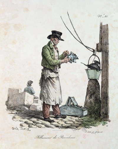 El farolero, grabado por François Seraphin Delpech (1778-1825) de Antoine Charles Horace Vernet