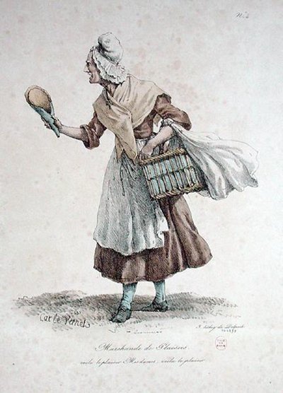 El vendedor de pasteles, número 4 de la serie Los gritos de París, grabado por François Seraphin Delpech (1778-1825) de Antoine Charles Horace Vernet
