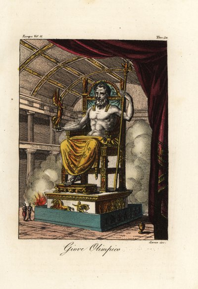 Estatua de Zeus o Júpiter en Olimpia, figura gigante sentada por el escultor griego Fidias alrededor del 435 a.C. en el santuario de Olimpia, Grecia de Antoine Chrysostome Quatremère de Quincy