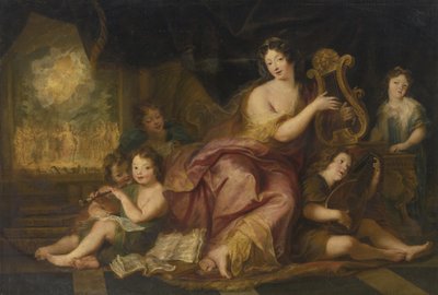 Alegoría de la Música. Retrato de Madame de Maintenon 1635-1719, con los Hijos Naturales de Luis X de Antoine Coypel