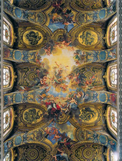 Frescos de la bóveda de la capilla real decorada por Antoine Coypel, de La Fosse y Jouvenet de Antoine Coypel
