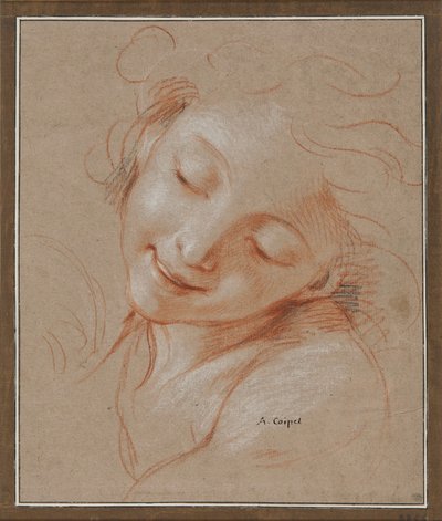 Muchacha sonriente, con la cabeza inclinada hacia el hombro izquierdo de Antoine Coypel