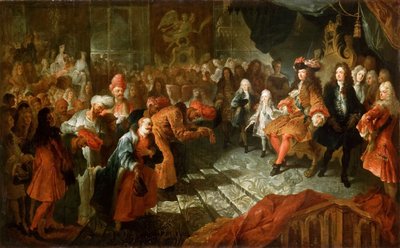 Luis XIV recibiendo al embajador persa en la Galerie des Glaces en Versalles, 19 de febrero de Antoine Coypel