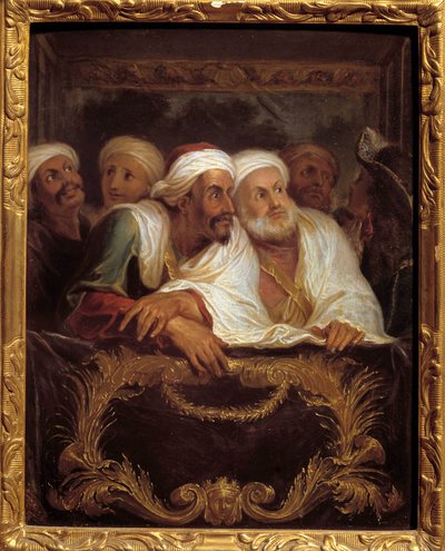 Embajador marroquí Mohamed Temin asistiendo a un espectáculo en un palco de la comedia italiana en París en febrero de 1682 de Antoine Coypel