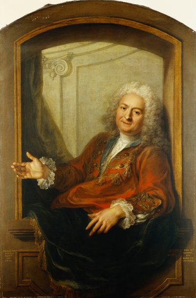 Retrato de Monsieur Dupille, medio cuerpo, con una túnica sentado en el borde de una ventana, 1733 de Antoine Coypel