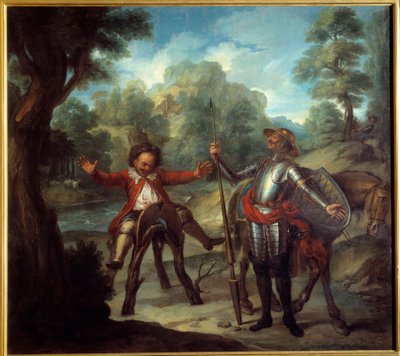 Historia de Don Quijote: Sancho se despierta y desespera al no encontrar a su amado Grison. "El ingenioso hidalgo Don Quijote de la Mancha" de Miguel de Cervantes Saavedra (1547-1616) de Antoine Coypel