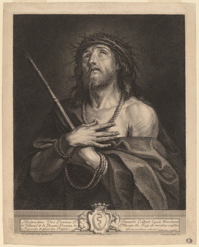 Cristo como el hombre de dolores de Antoine Coypel, finished in engraving by Charles Simonneau