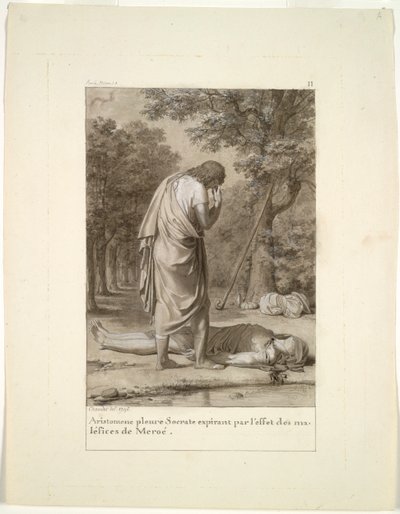 Aristomenes lamentando la muerte de Sócrates por el hechizo de Meroë...El asno de oro, 1795 de Antoine Denis Chaudet