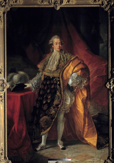 Retrato de cuerpo entero de Carlos Felipe de Francia en gran hábito de la Orden del Espíritu Santo, Conde de Artois (1757-1836) futuro Carlos X de Antoine François Callet