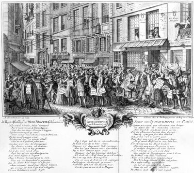 Inversores frente a la sede del Banque Royale en la Rue Quincampoix, París, 1720 de Antoine Humblot