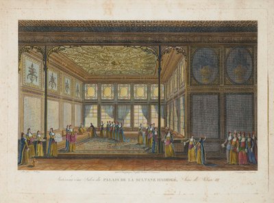 Interior en el Palacio de la Princesa Hatice Sultan, media hermana del Sultán Selim III de Antoine Ignace Melling