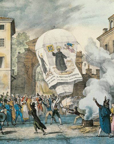 Globo aerostático para el Día de San José en Roma (detalle) de Antoine Jean Baptiste Thomas