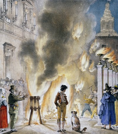 Pequeños fuegos artificiales en el Palazzo Madama, por Antoine-Jean-Baptiste Thomas (1791-1833), impresión tomada de Un an a Rome et dans ses environs (Un año en Roma y sus alrededores). Italia de Antoine Jean Baptiste Thomas