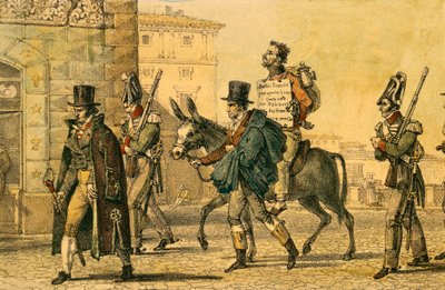Castigo que implicaba ser llevado por las calles en burro de Antoine Jean Baptiste Thomas