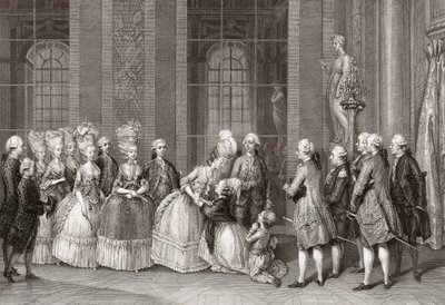 María Antonieta visitada por la familia Bellegarde. (imprimir) de Antoine Jean Duclos