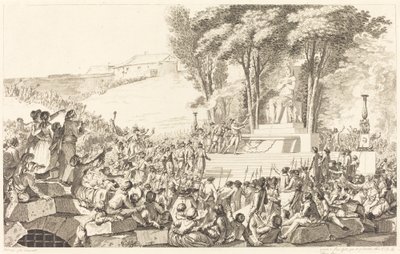 La Fuente de la Regeneración sobre los escombros de la Bastilla, el 10 de abril de 1793 de Antoine Jean Duclos after Charles Monnet