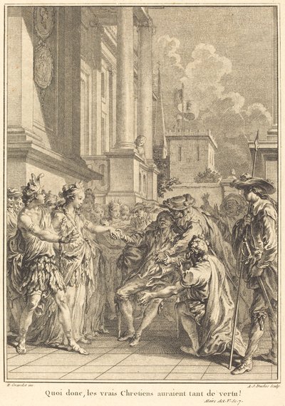 ¿Qué, los verdaderos cristianos tendrían tanta virtud? de Antoine Jean Duclos after Hubert François Gravelot