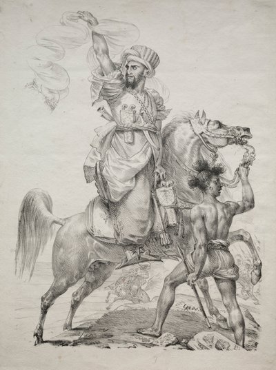 Un jefe mameluco a caballo pidiendo ayuda, 1817 de Antoine Jean Gros