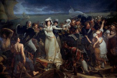 Embarque de María Teresa de Francia, Duquesa de Angulema llamada Madame Royale (1778-1851) en Pauillac el 2/04/1815 hacia Inglaterra. Pintura de Antoine Jean Gros (1771-1835). 1818. Burdeos, museo de Bellas Artes de Antoine Jean Gros