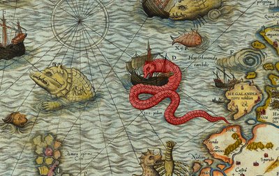 Detalle del Mapa del mar (Carta marina) de Olaus Magnus (1490-1557) de Antoine Lafrery