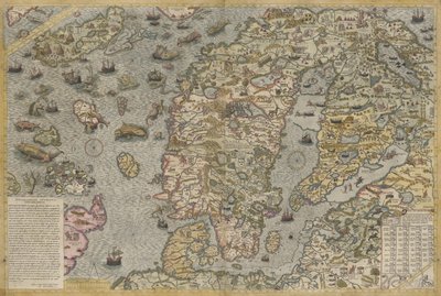 Mapa del mar (Carta marina) de Olaus Magnus (1490-1557) de Antoine Lafrery