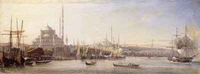 El Cuerno de Oro con las mezquitas de Suleimaniye y de la Fe, Constantinopla de Antoine Leon Morel Fatio