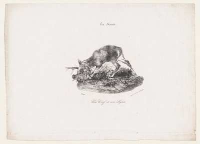 Un ciervo y un lince de Antoine Louis Barye