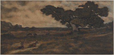 Ciervos cerca de un árbol de Antoine Louis Barye
