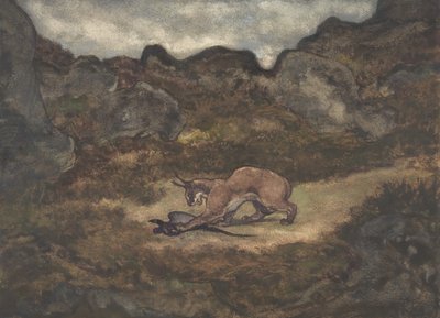 Caracal y faisán, 1810-75 de Antoine Louis Barye