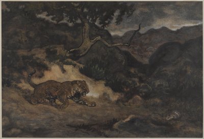 Jaguar descubriendo una serpiente, c.1840 de Antoine Louis Barye