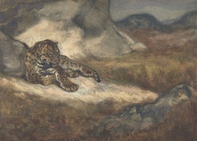 Leopardo acostado, 1810-75 de Antoine Louis Barye