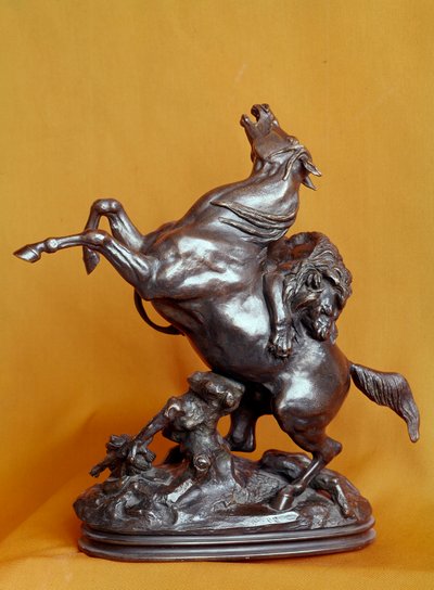 León atacando a un caballo. Escultura de bronce por Antoine Louis Barye (1795-1875) siglo XIX. París, Museo del Louvre de Antoine Louis Barye