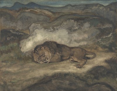 León durmiendo, 1810-75 de Antoine Louis Barye
