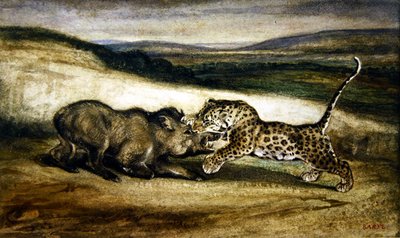 Pantera luchando con un jabalí de Antoine Louis Barye