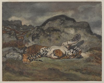 Tigre rodando, c.1840 de Antoine Louis Barye