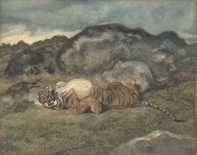 Tigre rodando sobre su espalda, 1810-75 de Antoine Louis Barye