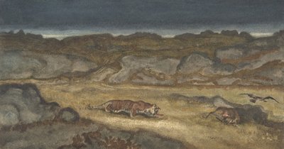 Tigre acechando a su presa de Antoine Louis Barye