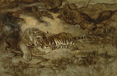 Tigre en reposo, c.1850-70 de Antoine Louis Barye