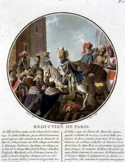 La captura de París en 1594, grabado por Louis Roger de Antoine Louis Francois (after) Sergent Marceau